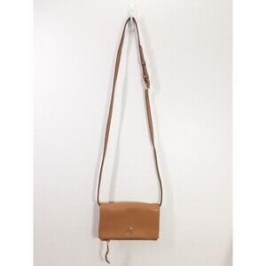 Tory Burch Robinson Crossbody Bag Small Clutch Foldover Tan Pebbled Leather